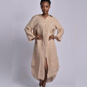 Elegant Tan Long Sleeve Dress